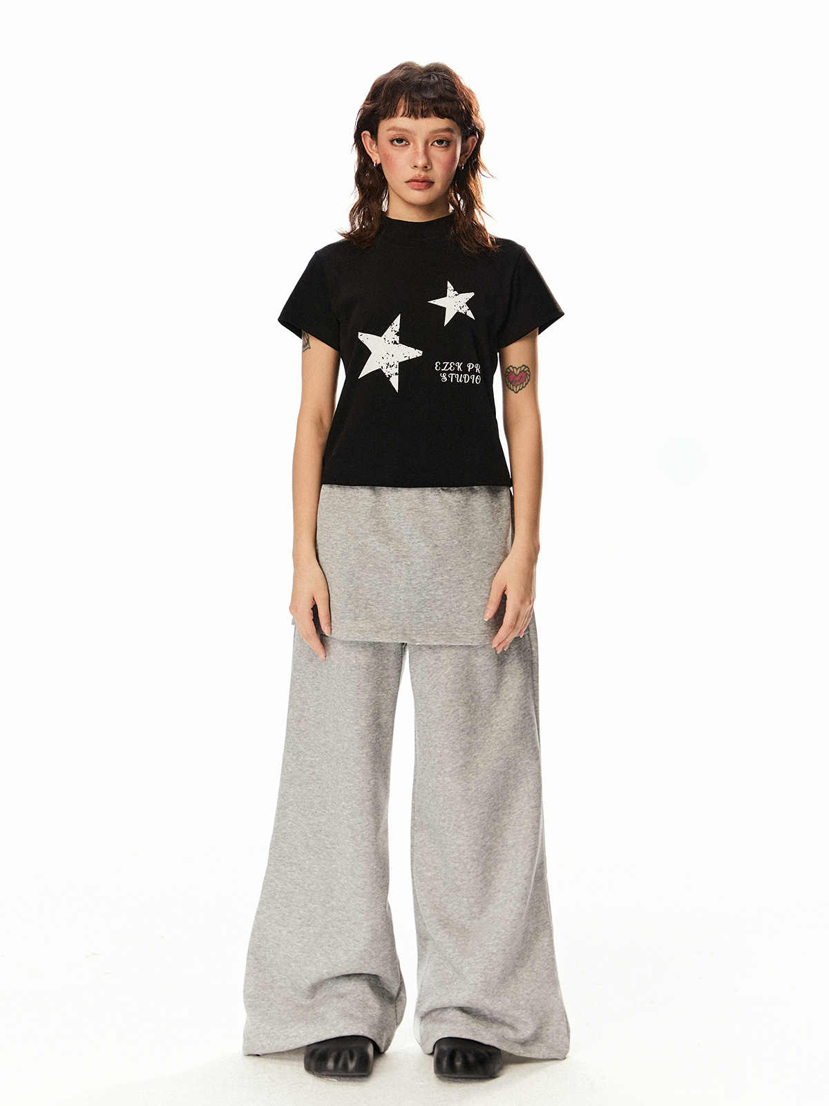 Retro Low Waist Fake Two-piece Loose Casual Wide Leg Track Pants