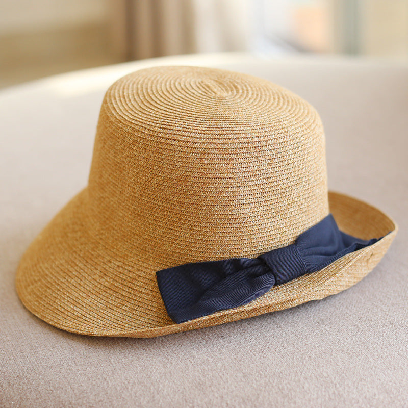 Women's Fashion Back Fold Bow Straw Hat