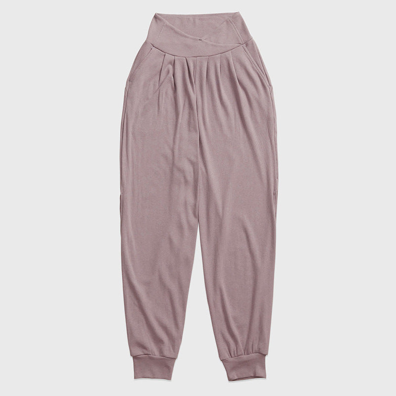 Summer New Yoga Thread Wide Leg Ankle-tied Split Casual Breathable Fitness Pants