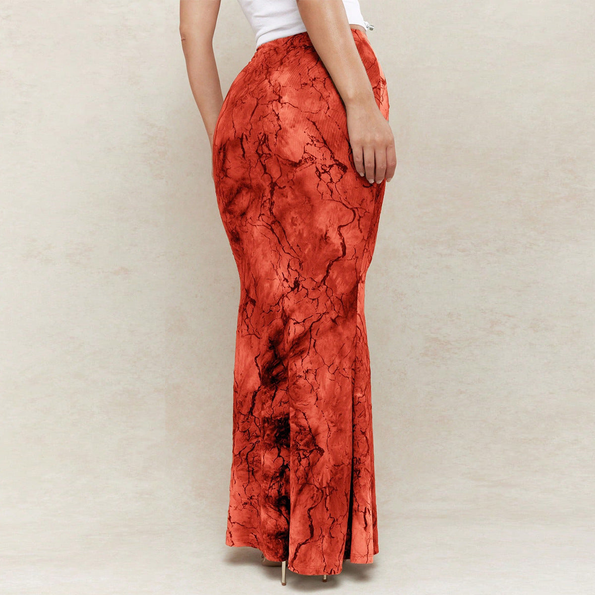 Body-hugging Printed Low-waist European And American Fishtail Skirt For Women