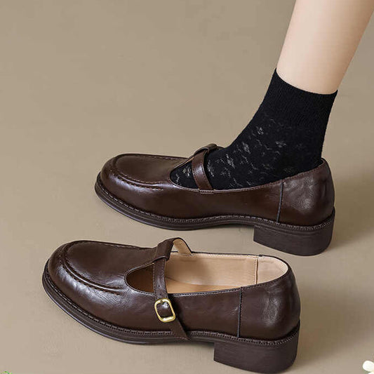 Women's Commuter French Platform Leather Shoes
