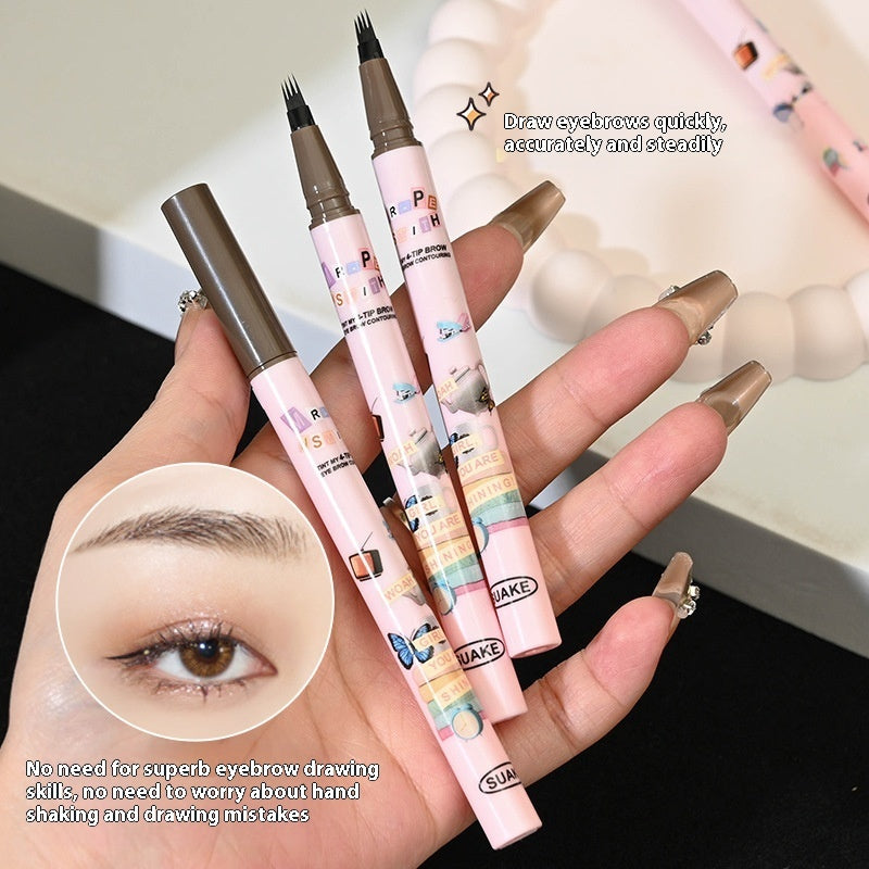 Semi-permanent Four-fork Liquid Water Eyebrow Pencil Waterproof