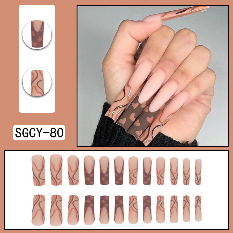 Wear Nail Long Pointed Nail Blooming Gradient Electroplating Nail Patch