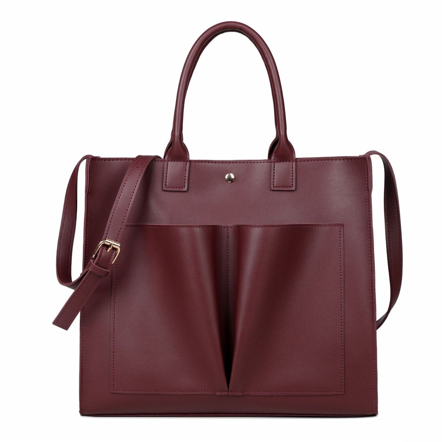 Large Capacity PU Solid Color Shoulder Women's Messenger Tote Bag