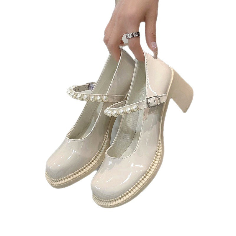 Thick Heel Vintage Mary Jane Shoes High Heel Japanese Style