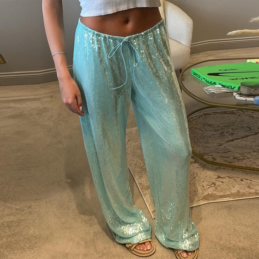 Casual Women's Clothing Loose Sequins Slim Trousers