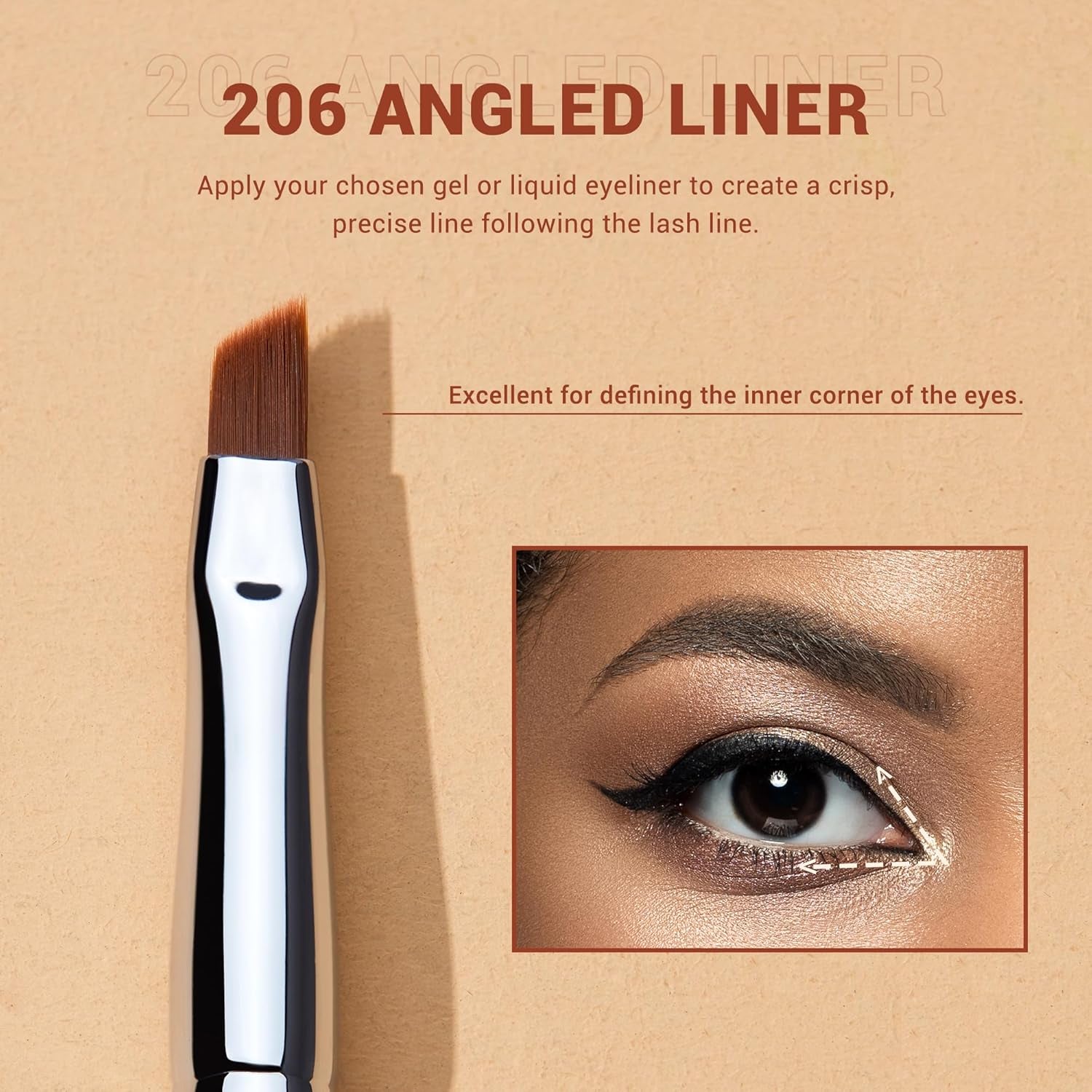 Jessup Abgewinkeltes Eyeliner Pinsel Set, 3-Teilig Pro Precision Eyelinerpinsel Fein Geflügelte Ultradünne Schräge Gel Makeup Pinsel Für Flüssigen Eyeliner Schwarz T345