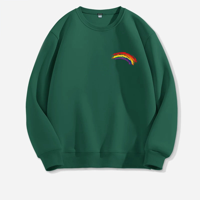 Women's Long-sleeved Solid Color Rainbow Printing Sweater