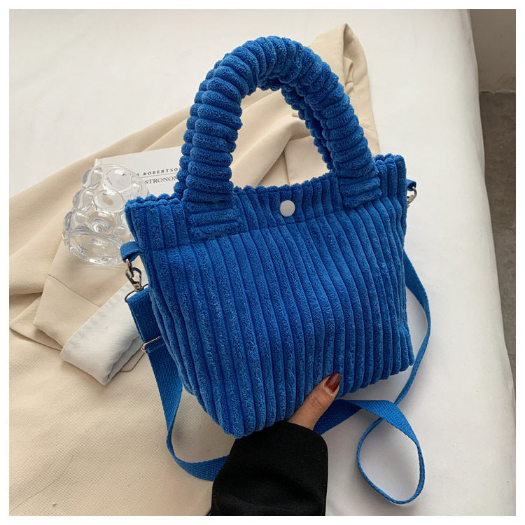 Niche Corduroy Bucket Bag Plush Crossbody