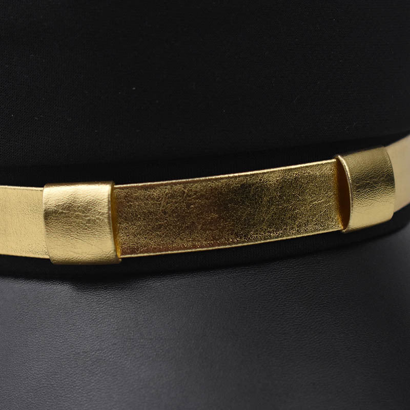 PU Leather Phnom Penh Flat-top Cap
