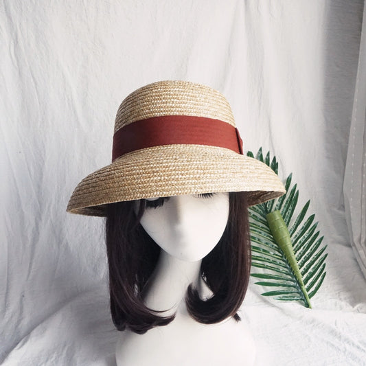 French Women's Vintage Straw Bell Beach Straw Hat