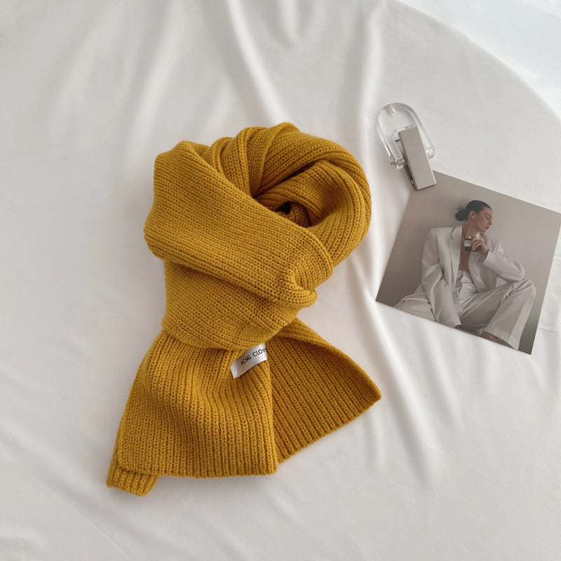 Women's Monochrome Thick Wool Knitted Scarf