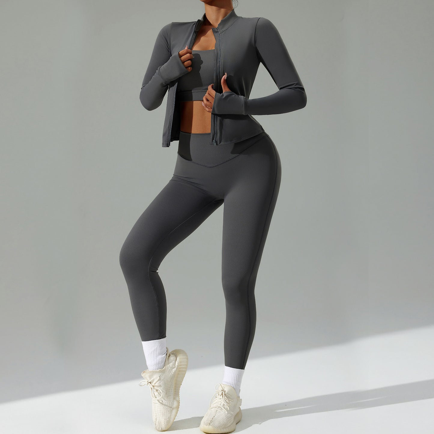 Cardigan Running Sports Quick-drying Workout Clothes Three-piece Suit