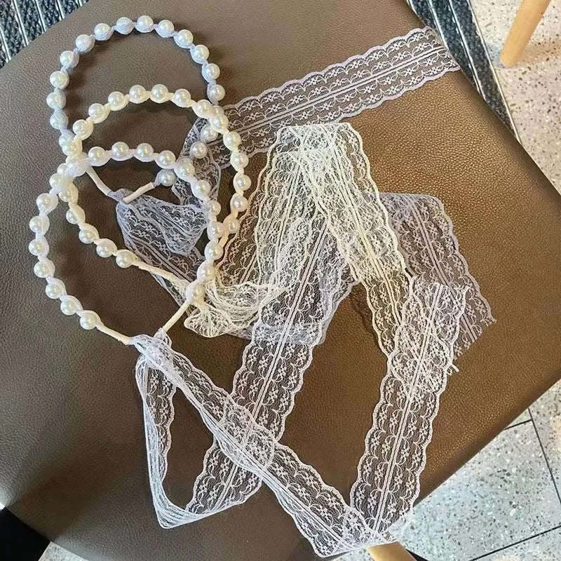 Fairy Luminous Hair Band Hair Band A System With Female Tie Hair Gentle Lace Pearl Band Headdress