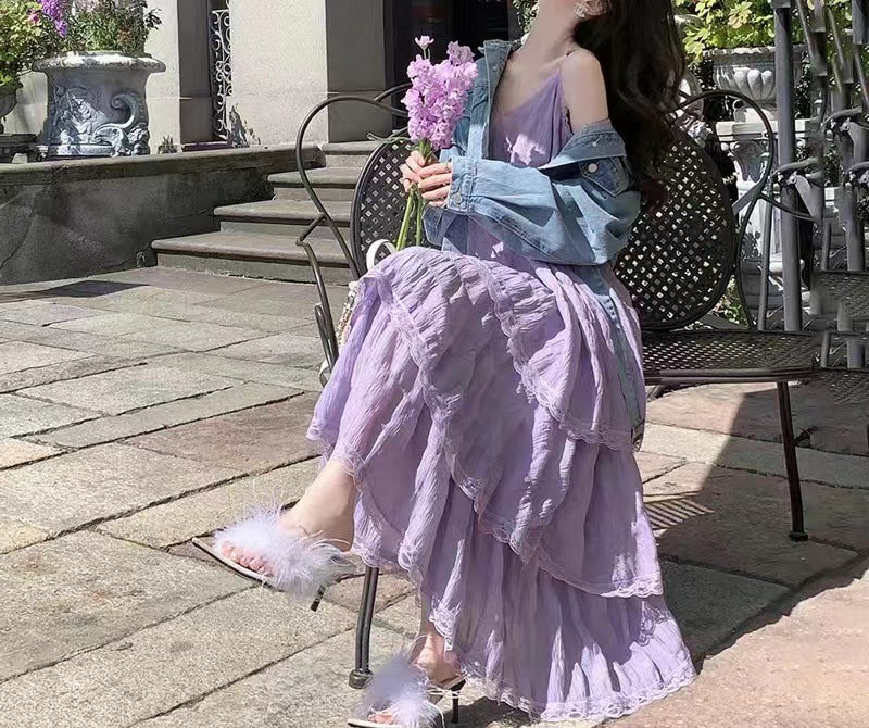 French Sweet Lace Strap Dress Girl