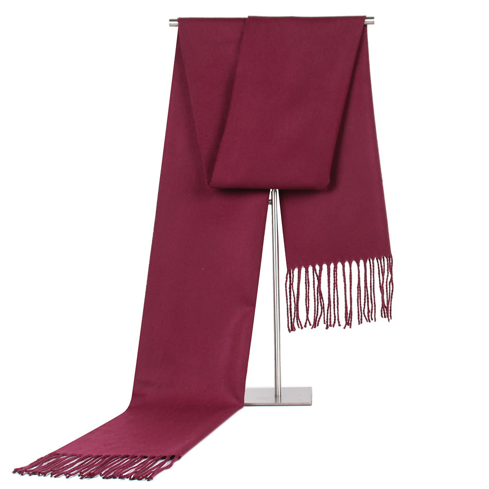 Solid Color Men's Scarf Faux Cashmere Tassel