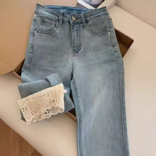 Damemode Retro Blonde Jeans med Lige Ben