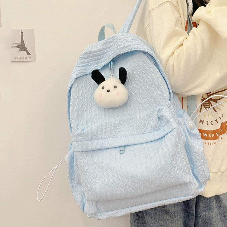 Large Capacity Simple Solid Color Backpack Middle School Students Backpack