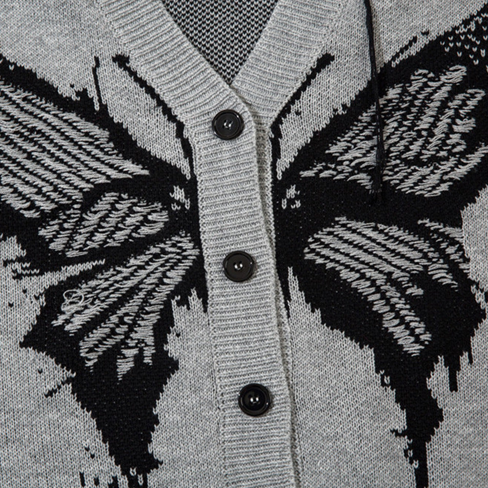 Dark High Street V-neck Sweater Coat