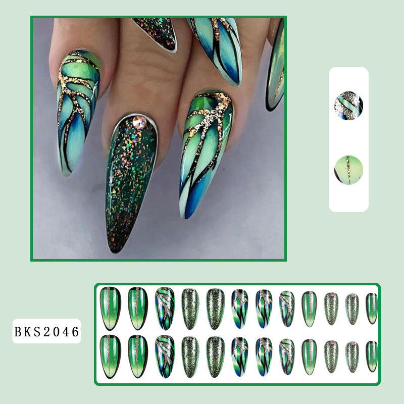 Colorful Lines Almond-shaped Rainbow Nail Sticker