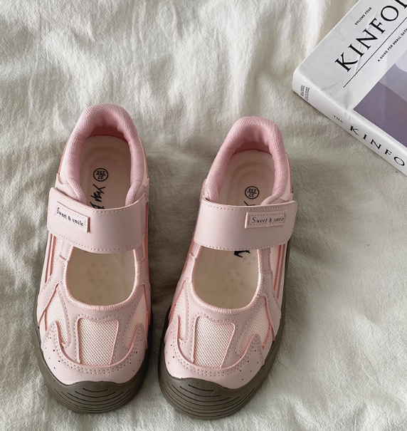 Pink Mary Jane Shoes Women's Autumn Ugly And Cute Hollow-out German Training Sneaker