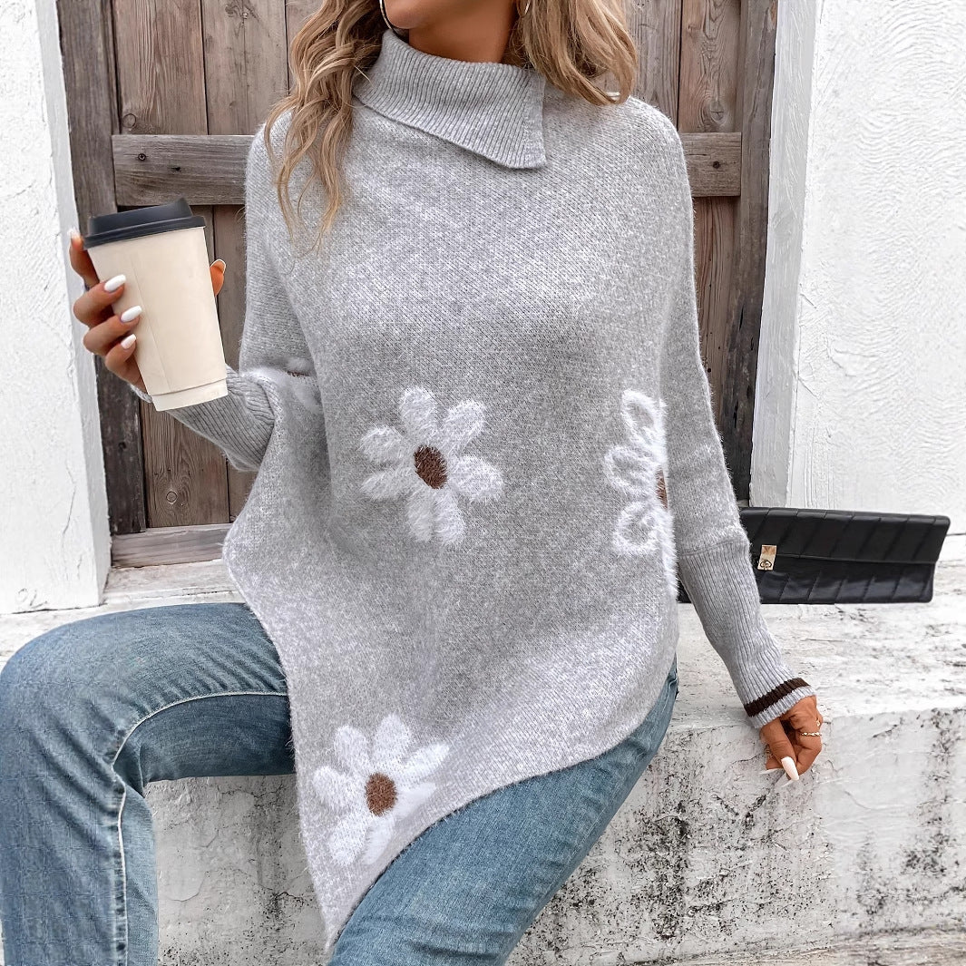 Pullover Flower Jacquard Women's Sweater Cloak
