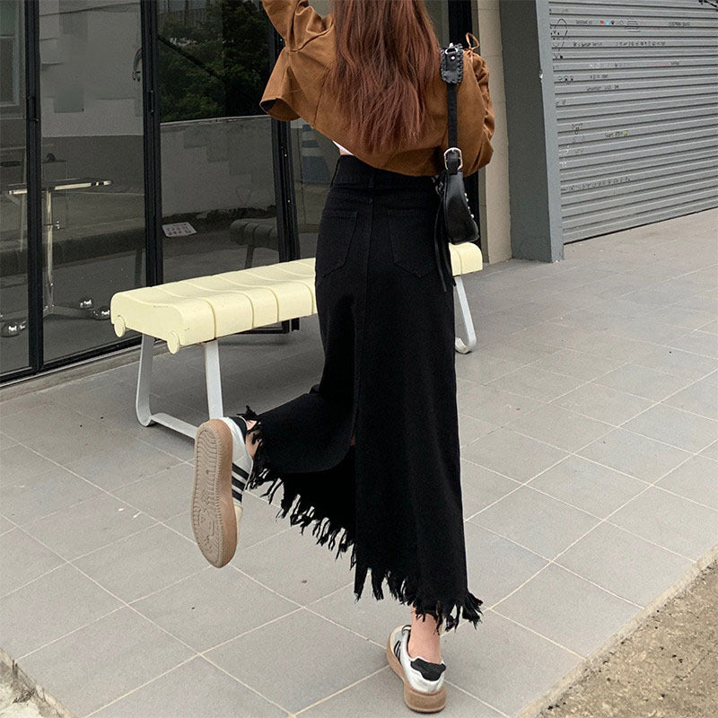 Versatile Tummy-Control Outerwear Pear-Shaped Denim Skirt