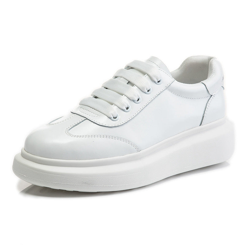 Hong Kong First Layer Leather White Shoes Sports Flat Casual