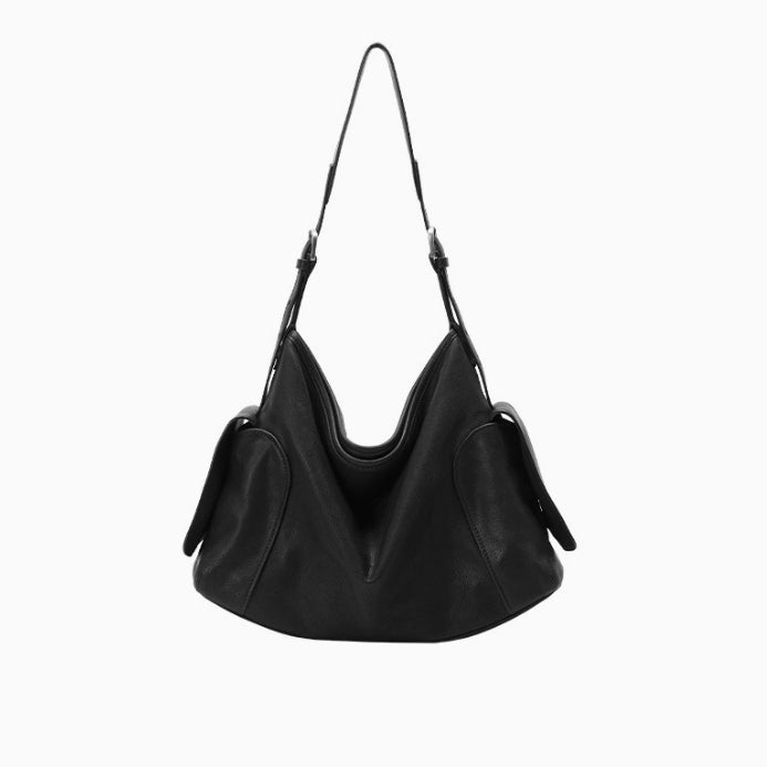 Stor crossbody-taske i ægte læder med to hanke
