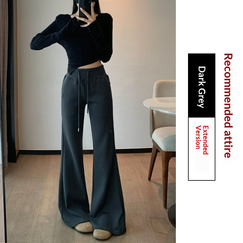 Ribbed High-Waisted Fleece-Lined Flared Pants