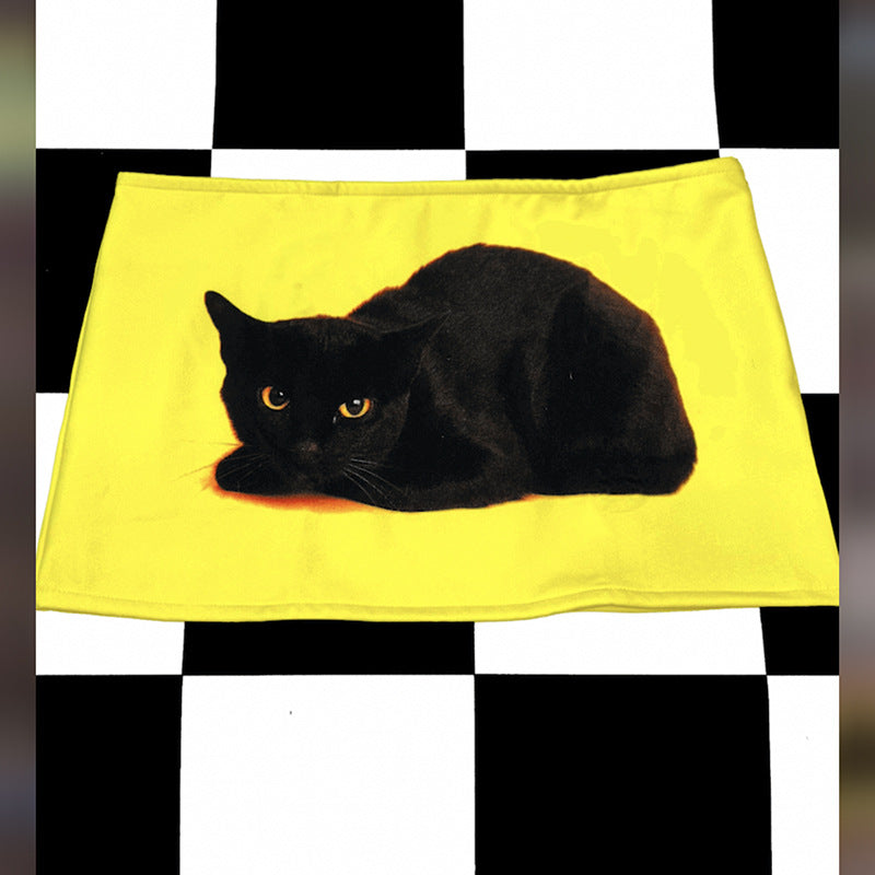Millennium Hot Girl Cartoon Digital Printing Low Waist Mini Skirt