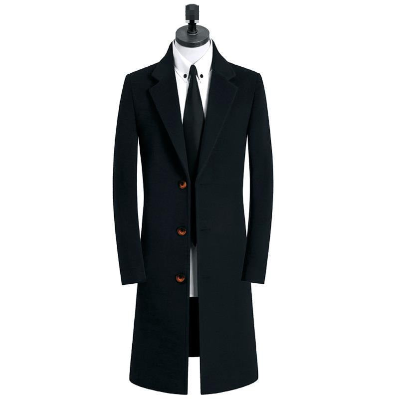 Men's Medium Long Woolen Coat