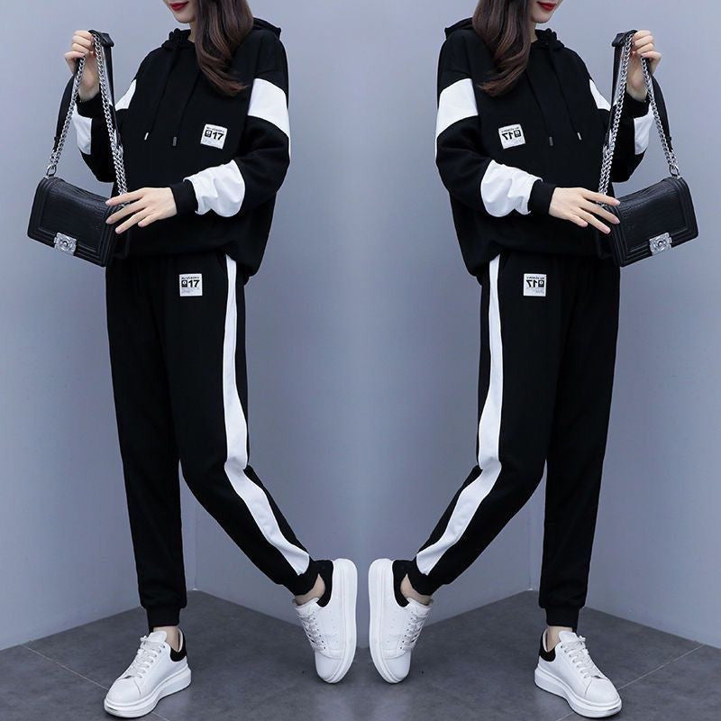 Womens Loose Plus-Size Fashionable Sportswear Set