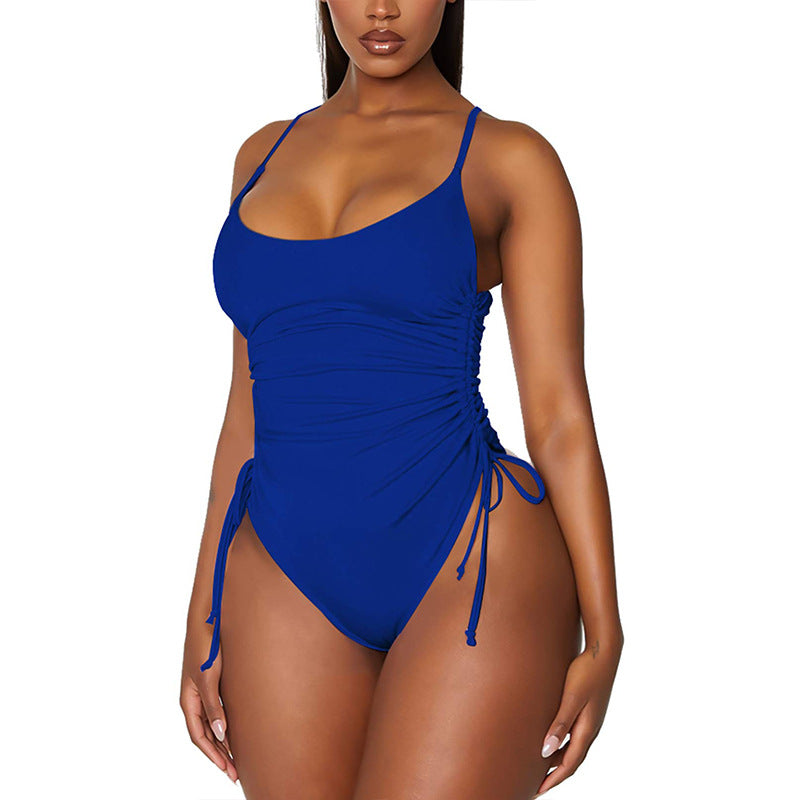 Women's Fashion Wrinkled Halter One-piece Swimsuit