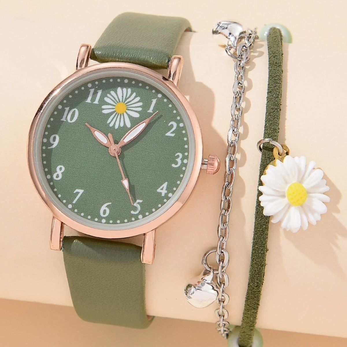 match Fashion Trendy Girls' Cute Quartz Watch Set