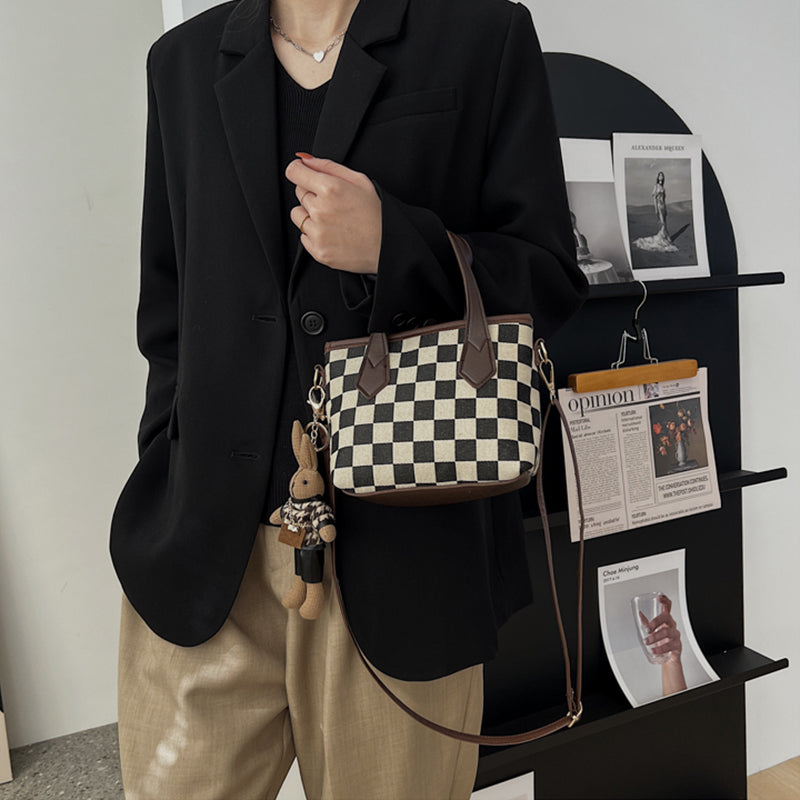 Mode Houndstooth Skuldertasker Bærbare Skakternede Håndtasker All-match Messenger Taske Dame Totes