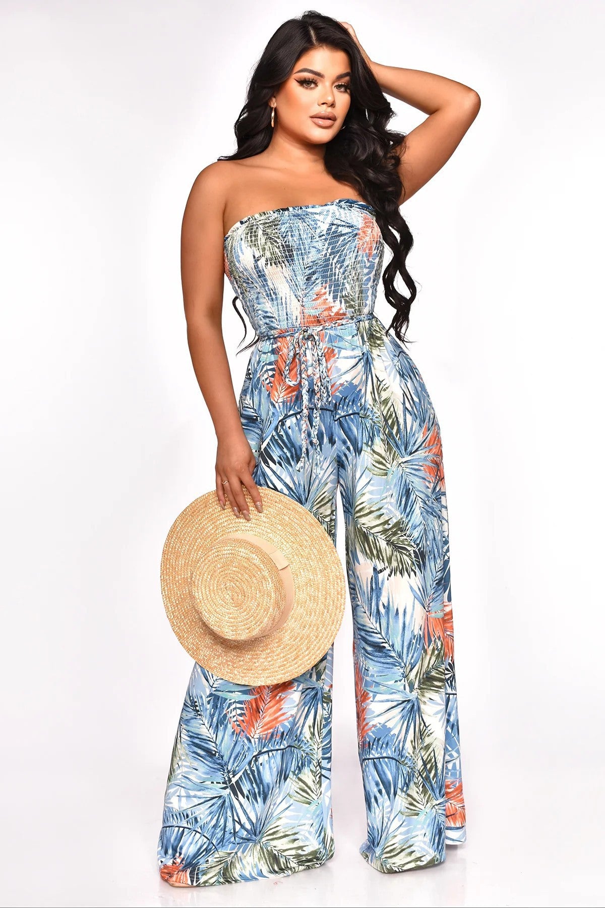 Women's Design Sense Painted Print Tube Top Jumpsuit