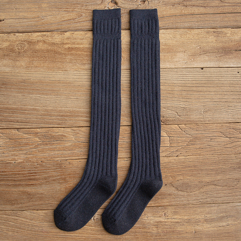 Simple College Wind Over The Knee Socks