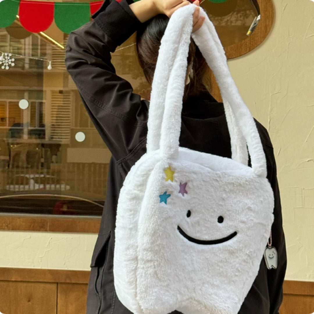 Plush Large Tooth Shoulder Tote Bag Large Capacity