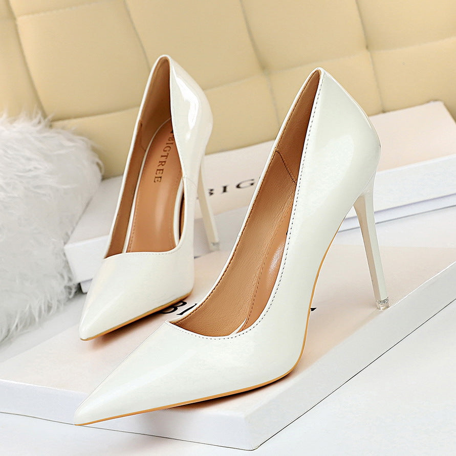 Women's Fashion Simple Stiletto Glossy Patent Leather High Heels