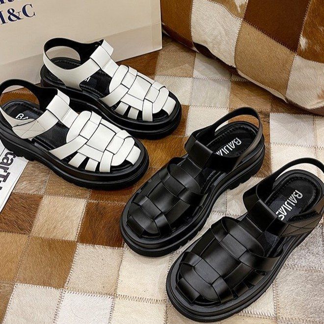 Platform Platform Black Sports Woven Toe Shoes