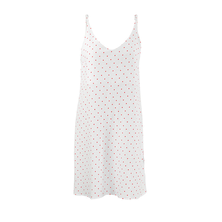 Loving-heart Print Breathable And Comfortable Dress