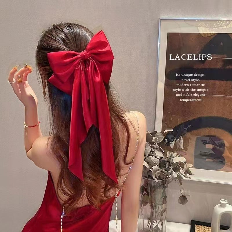 French Gentle Graceful Satin Oversized Bow Ribbon Hairpin