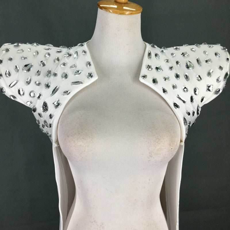 Bar Party Ladies Stage Show Shiny Hand Sewn Diamond Cloak
