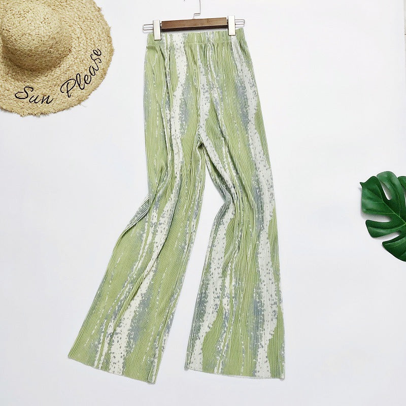 Spring And Summer Women's Wide-legged Pants High Waist Pleated