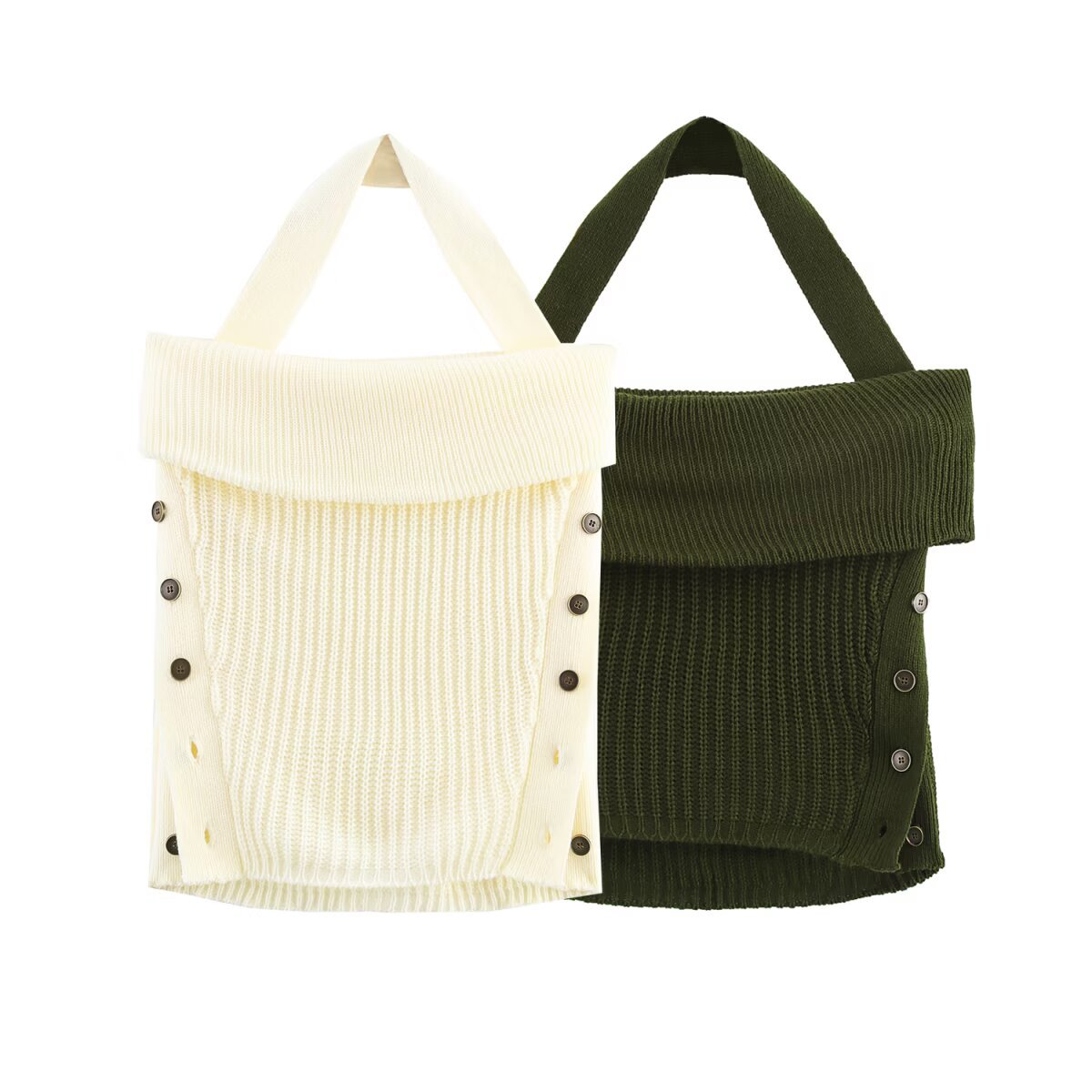 Solid Color Summer Backless Hanging Collar Knitted Sling Top