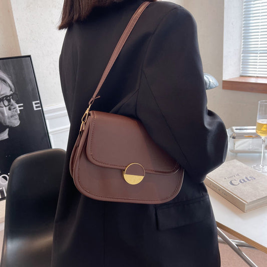 Trendy og moderigtig skuldertaske farvekontrast enkel crossbody