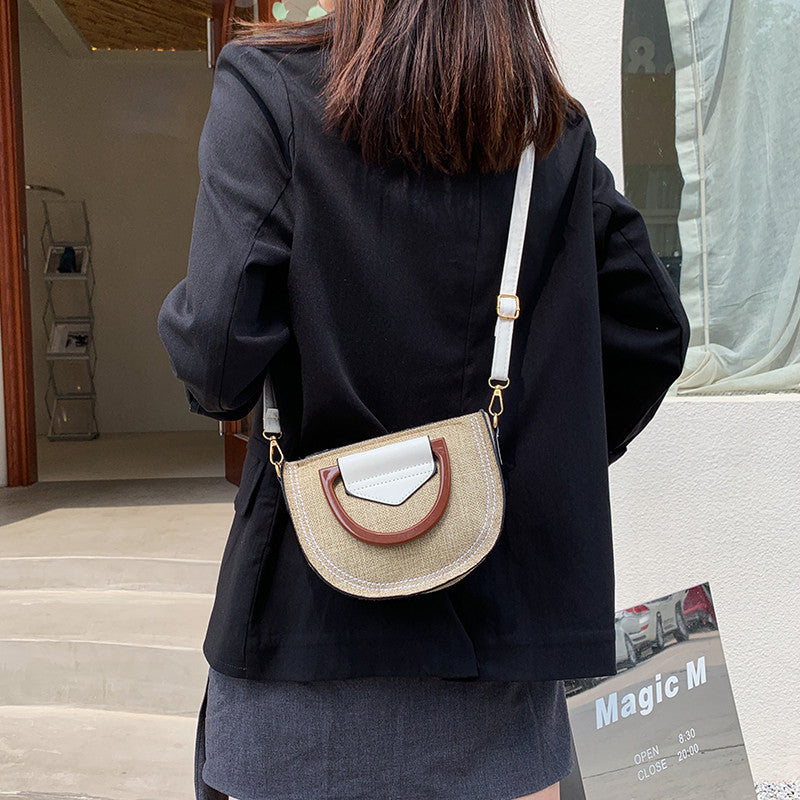 Women's Summer Large Capacity One Shoulder Messenger Woven Bag
