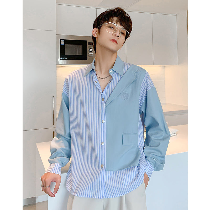 Men's Spring And Autumn Niche Fake Two-piece Shirt