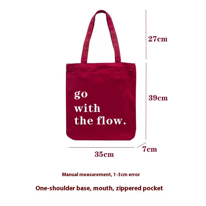 Japanese Style Red Textured Canvas Shoulder Bag